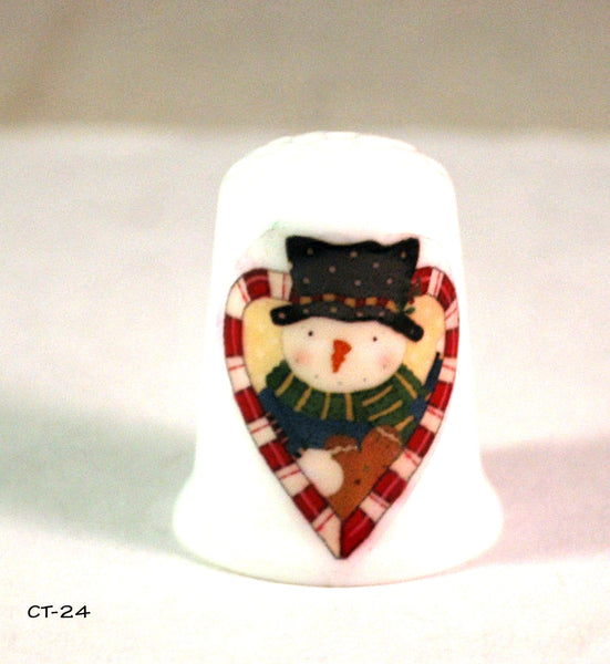 Christmas Snowman Collectible Thimbles, Handmade Holiday