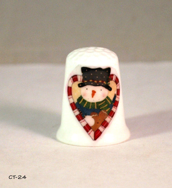 Christmas Snowman Collectible Thimbles, Handmade