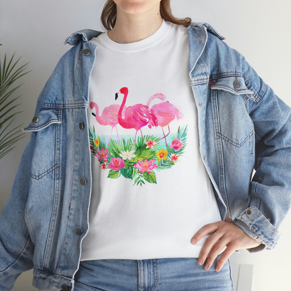 Tropical Pink Flamingo Florida T-Shirt – Unisex Heavy Cotton Tee