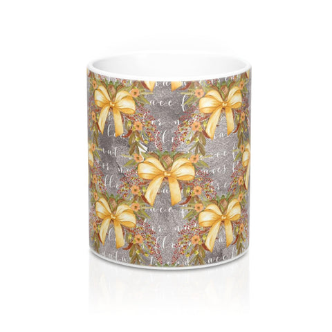 Gold Bows Coffee Mug 11oz, Fall Decor