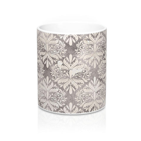 Grey Tone Flowers Coffee Mug 11oz