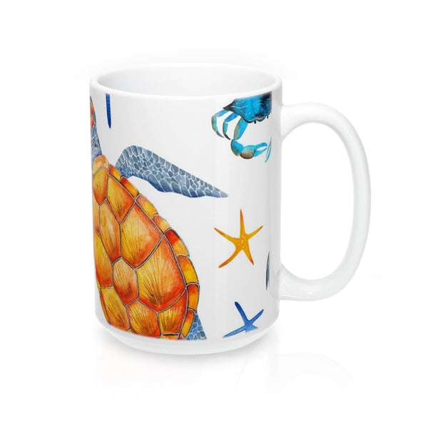 Sea Turtle Tropical Coffee Mugs 15oz Beach Theme Ceramic