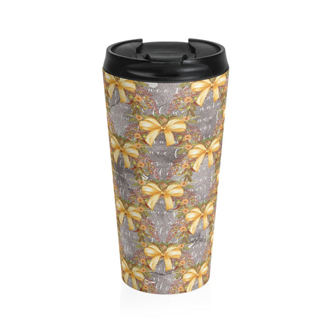 Gold Bows Stainless Steel Travel Mug 15 oz
