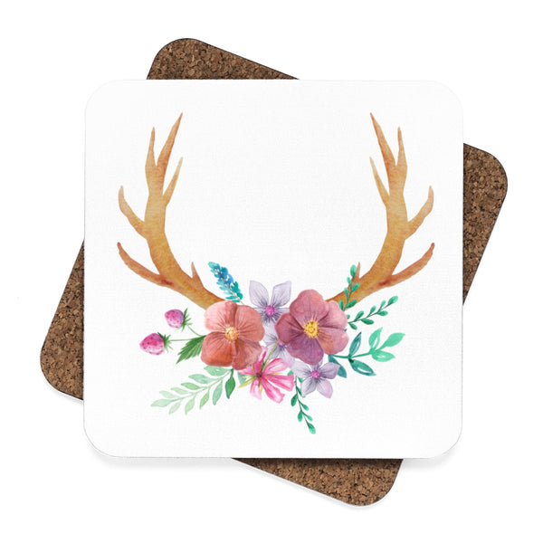 Cabin Decor Antlers Square Hardboard Drink Coasters Set of 4