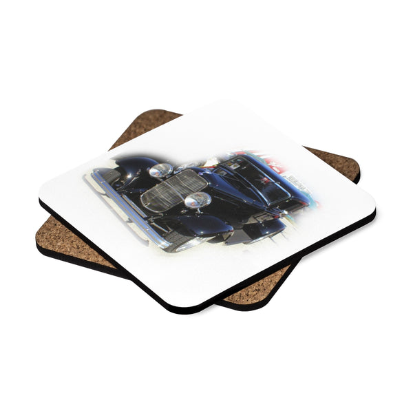 1932 Ford Square Hardboard Hot Rod Drink Coasters Set - 4pcs