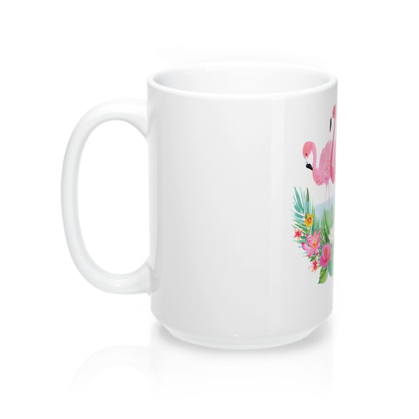 Tropical Flowers and Pink Flamingo Coffee Mugs 11 oz 15 oz Ceramic