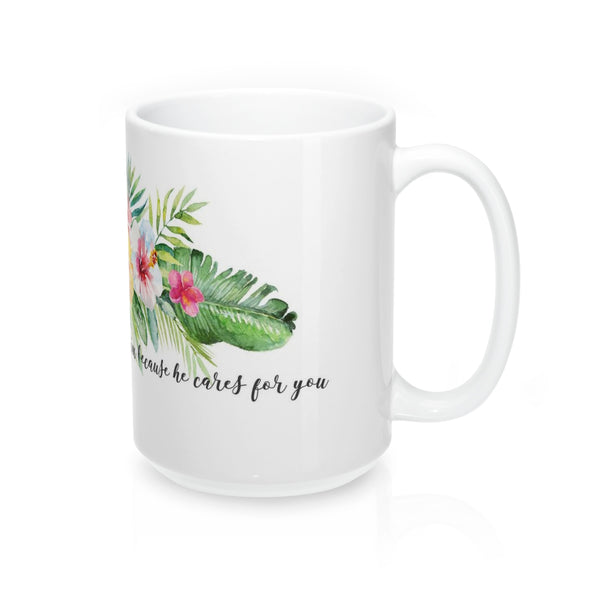 Inspirational Bible Verse Coffee Mugs Cast Your Anxiety 11oz or 15oz Ceramic