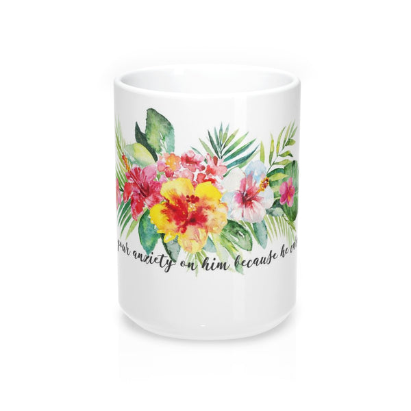 Inspirational Bible Verse Coffee Mugs Cast Your Anxiety 11oz or 15oz Ceramic