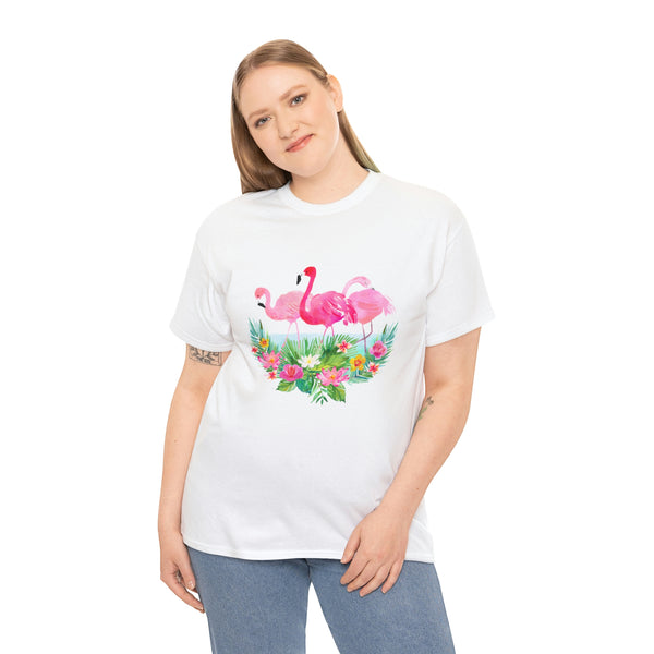 Tropical Pink Flamingo Florida T-Shirt – Unisex Heavy Cotton Tee