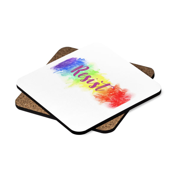 Resist Square Hardboard Coaster Set - 4pcs