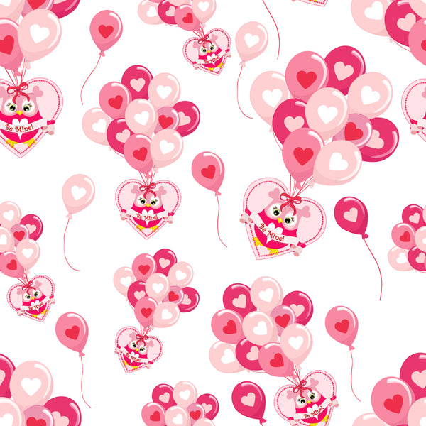 Valentine's Day Leggings for Women with Owls and Balloons