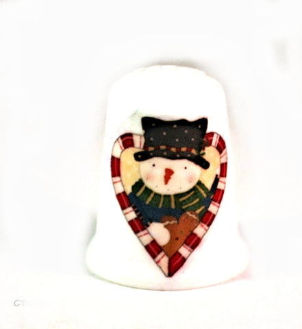 Christmas Snowman Collectible Thimbles, Handmade