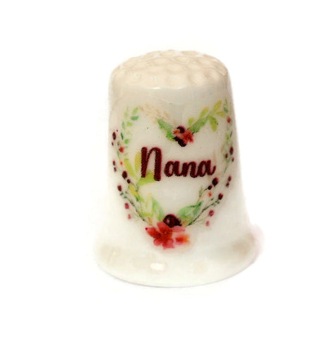 Nana Flower Pink Rose Heart Collectible Thimbles Decorative Handmade