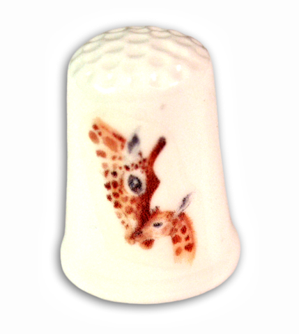Mother and Baby Giraffe Handmade Collectible Thimbles