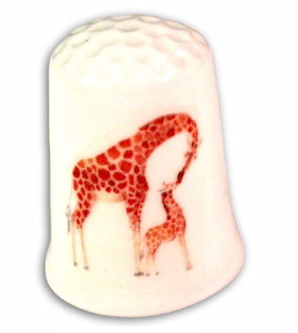 Mother and Baby Giraffe  Handmade Collectible Thimbles