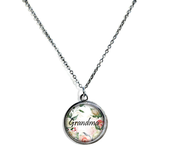 ebay Grandma Pendant Necklace on a Chain 18-inches Silvertone Mother's Day Gift