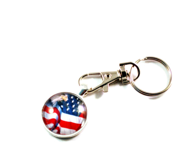 American Flag Key chain, Patriotic Keyrings for Women