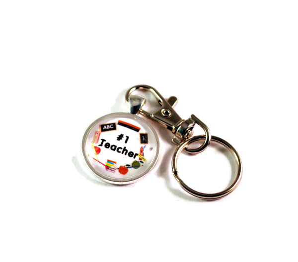 Number 1 Teacher Gift Keyrings for Women, Keychains