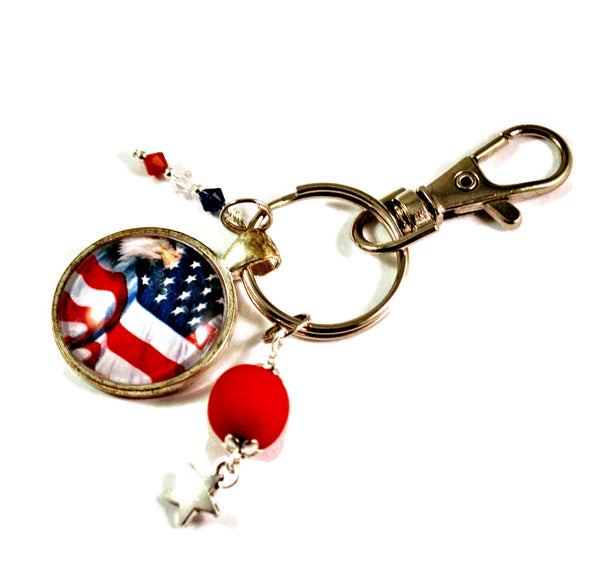 American Flag Keyring Patriotic Keyrings for Women