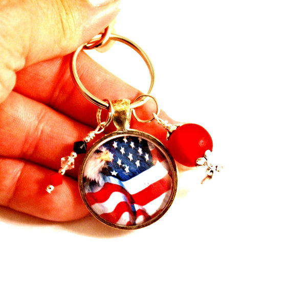 American Flag Keyring Patriotic Keyrings for Women