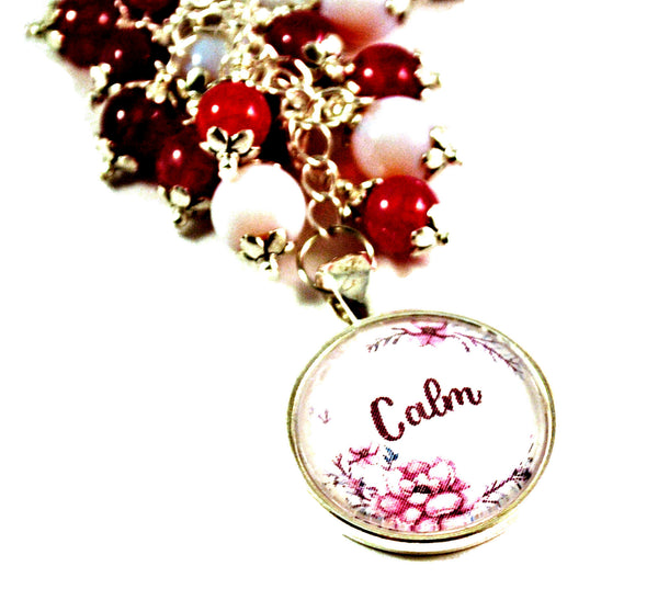Pink Calm Women's Key Chain Purse Charm Beaded Keyrings for Women