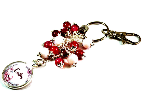 Pink Calm Women's Key Chain Purse Charm Beaded Keyrings for Women