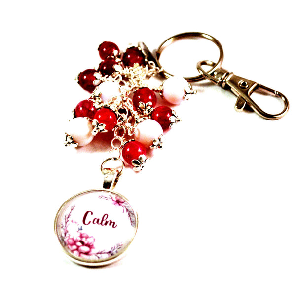 Pink Calm Women's Key Chain Purse Charm Beaded Keyrings for Women