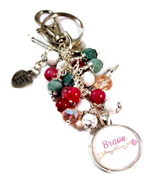 Brave Women's Purse Charm Keychains Beaded Keyrings for Women