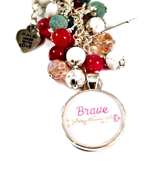Brave Women's Purse Charm Keychains Beaded Keyrings for Women