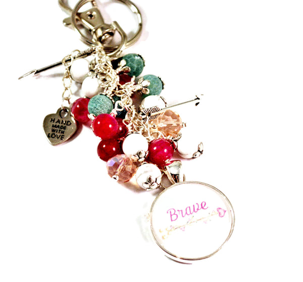 Brave Women's Purse Charm Keychains Beaded Keyrings for Women