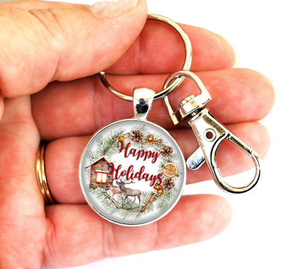 Christmas Women's Purse Charm Keychain Handmade Keyrings for Women