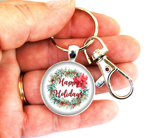 Christmas Women's Purse Charm Keychain Handmade Keyrings for Women