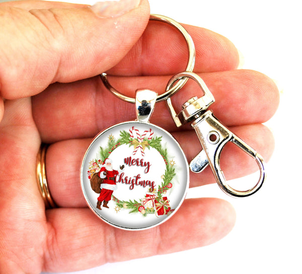 Christmas Women's Purse Charm Keychain Handmade Keyrings for Women