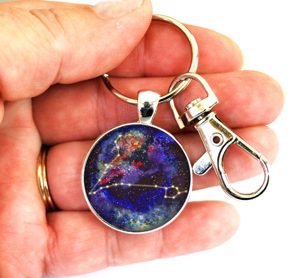 Pisces Zodiac Sign Women's Purse Charm Keychain Handmade Keyrings for Women