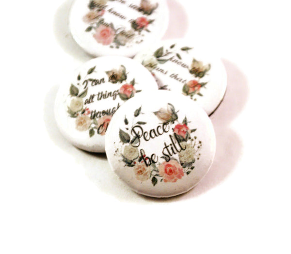 Set of 4 Christian Gifts Inspirational Bible Verse Round Pin Buttons