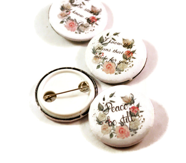 Set of 4 Christian Gifts Inspirational Bible Verse Round Pin Buttons