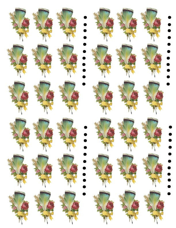 Victorian Feathers Waterslide Decals for Polymer Clay Beads