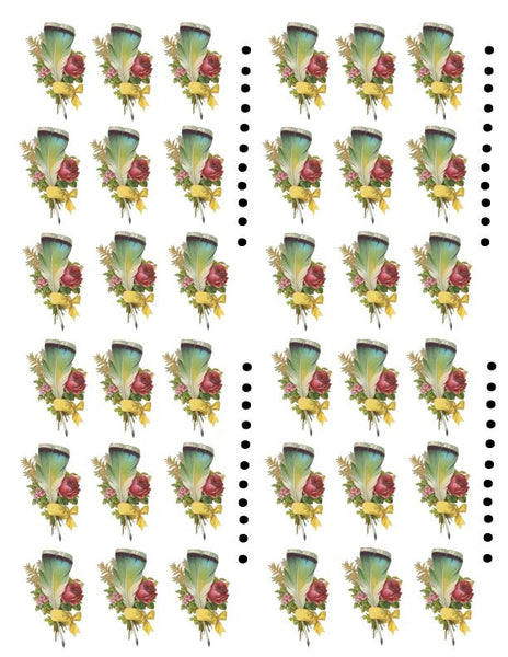 Victorian Feathers Waterslide Decals for Polymer Clay Beads