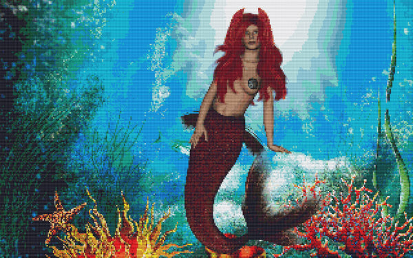 Fantasy, Mermaid Counted Cross Stitch Pattern, Download Printable