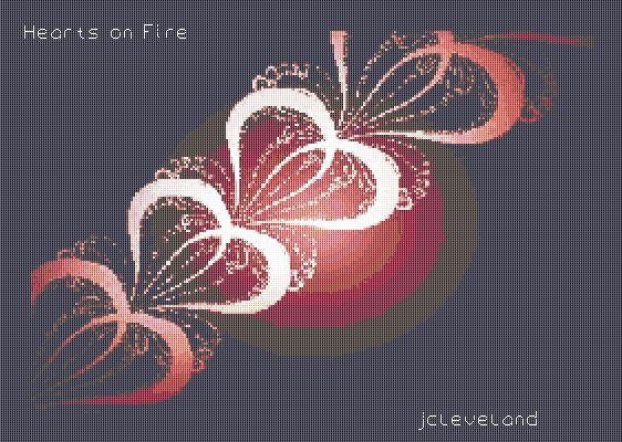 Hearts on Fire, Fractal, Counted Cross Stitch Pattern, Download Printable