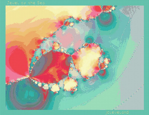 Jewel of the Sea Fractal, Counted Cross Stitch Pattern, Download Printable