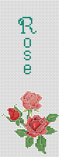 Counted Cross Stitch Bookmark Pattern with Pink Roses