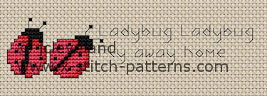 Ladybug Dishtowel Counted Cross Stitch Pattern, Download Printable