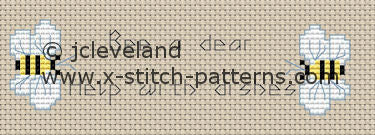 Bee Dishtowel Counted Cross Stitch Pattern, Download Printable