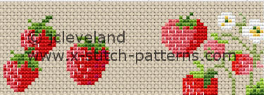 Strawberry Dishtowel Counted Cross Stitch Pattern, Download Printable