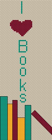 I Love Books Bookmark Counted Cross Stitch Pattern