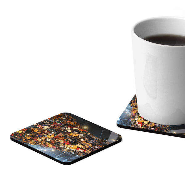 Tower of Guitars Square Hardboard Coaster Set - 4pcs