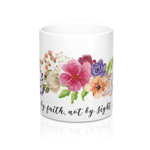 Inspirational Bible Verse Coffee Mugs We Live by Faith White Ceramic 11oz or 15oz 