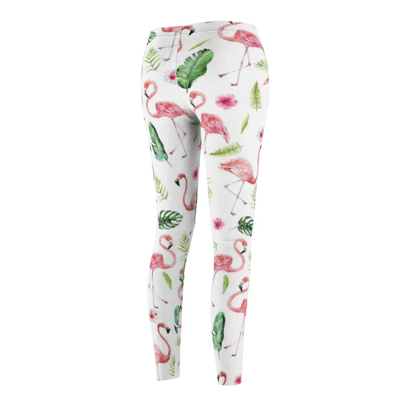 Pink Flamingo and Tropical Flower Leggings for Women, Yoga Pants