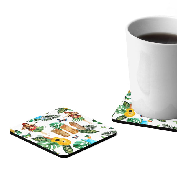 Tiki Bar Square Hardboard Coaster Set - 4pcs